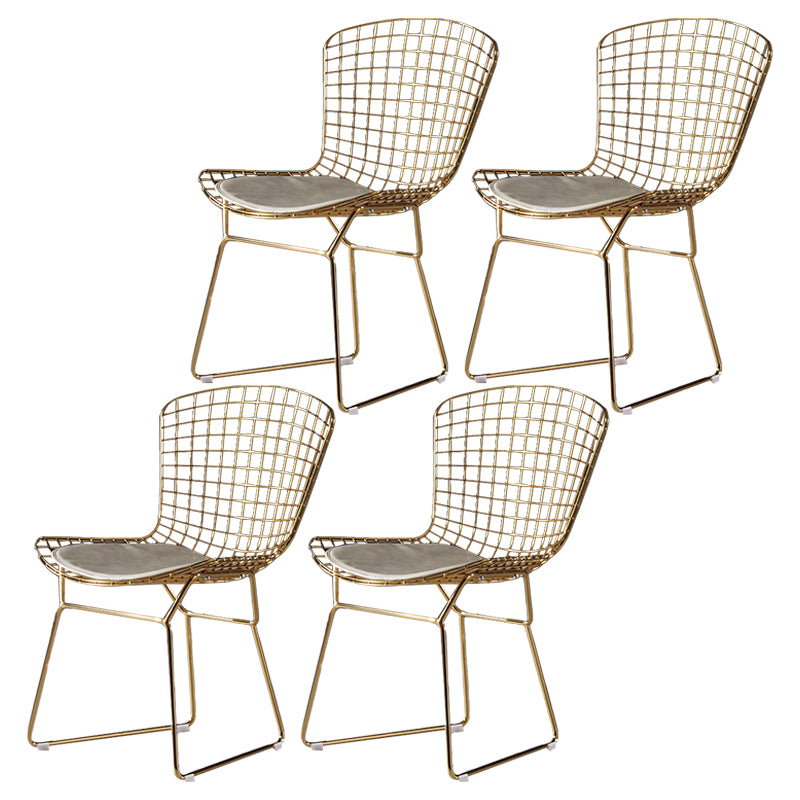 Chaise d'appoint de salle à manger en métal Glam, chaise rembourrée sans accoudoirs à dossier croisé pour salle à manger