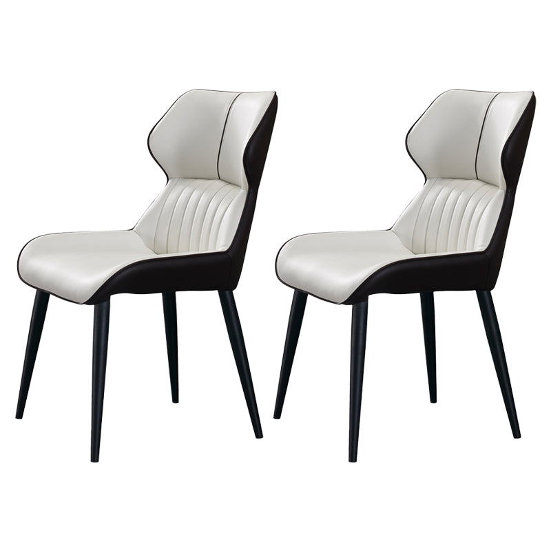 Chaise d'appoint de salle à manger moderne pour la maison, chaises de salle à manger sans accoudoirs en cuir (Ensemble de 2)