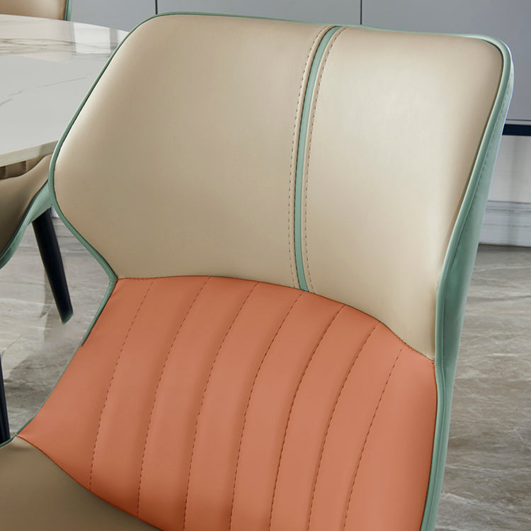 Chaise d'appoint de salle à manger moderne pour la maison, chaises de salle à manger sans accoudoirs en cuir (Ensemble de 2)