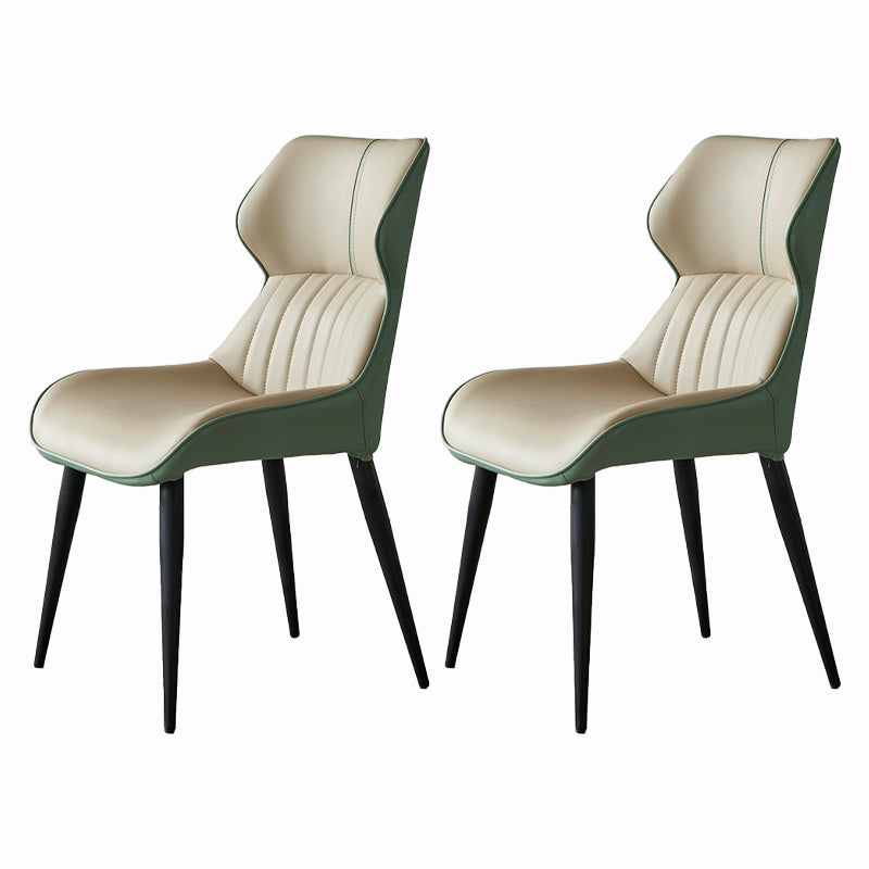 Chaise d'appoint de salle à manger moderne pour la maison, chaises de salle à manger sans accoudoirs en cuir (Ensemble de 2)