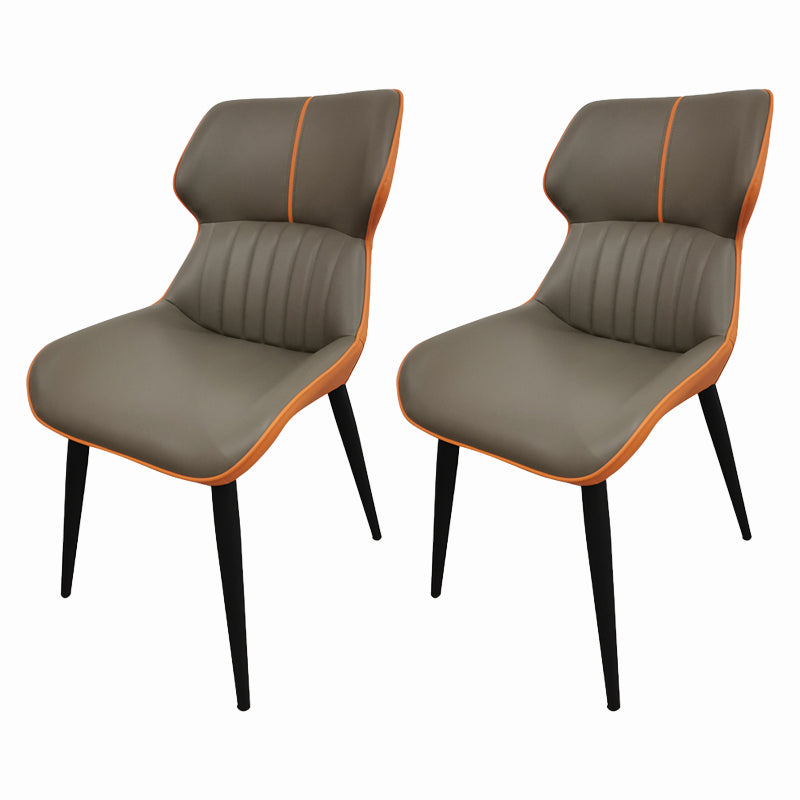 Chaise d'appoint de salle à manger moderne pour la maison, chaises de salle à manger sans accoudoirs en cuir (Ensemble de 2)