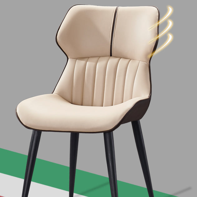 Chaise d'appoint de salle à manger moderne pour la maison, chaises de salle à manger sans accoudoirs en cuir (Ensemble de 2)