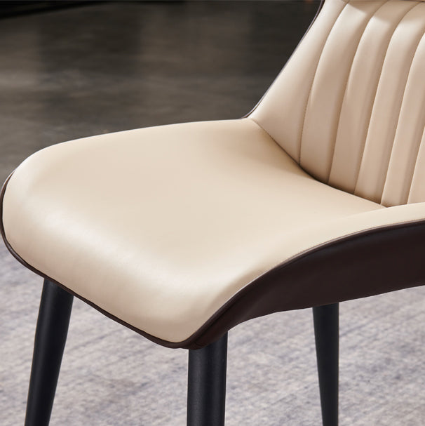 Sillas de comedor modernas para el hogar, sillas de comedor sin brazos de cuero (juego de 2)