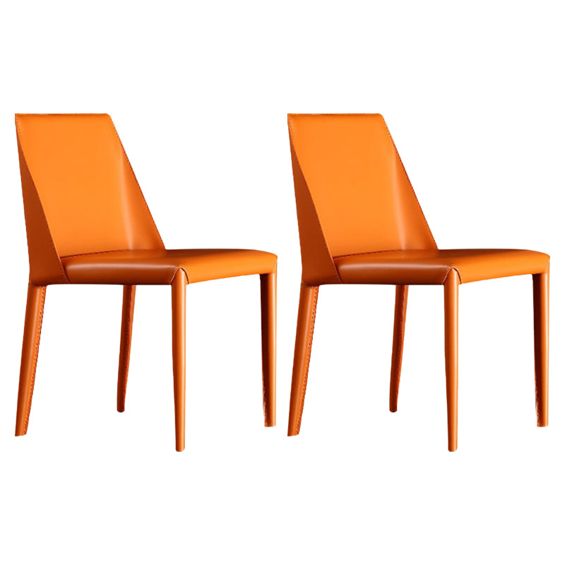 Sillas de comedor de cuero de estilo moderno Sillas sin brazos con respaldo sólido para uso doméstico (juego de 2)