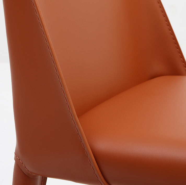 Sillas de comedor de cuero de estilo moderno Sillas sin brazos con respaldo sólido para uso doméstico (juego de 2)