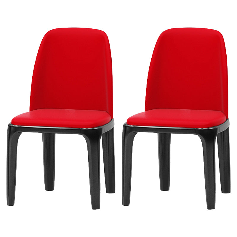 Industriële bijzetstoel Parsons lederen eetkamerstoel met matte afwerking (set van 2)