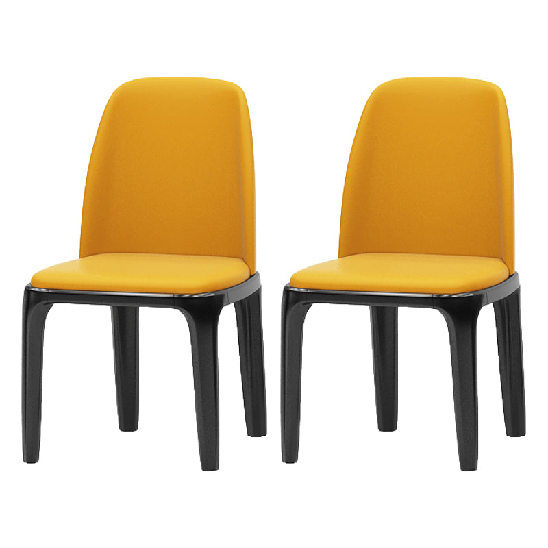 Industriële bijzetstoel Parsons lederen eetkamerstoel met matte afwerking (set van 2)