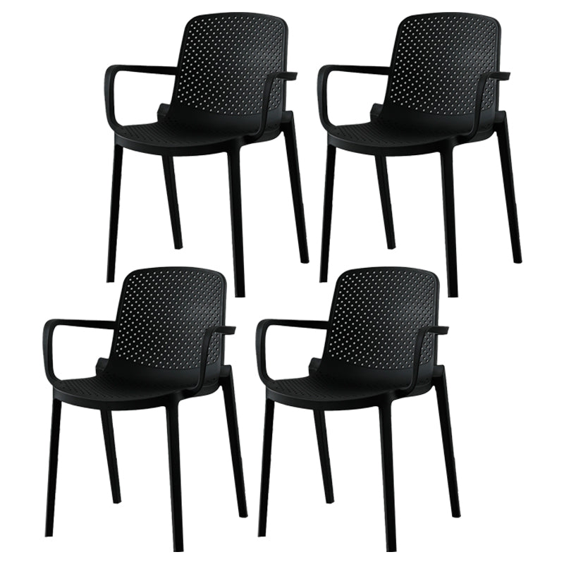 Contemporary Plastic Dining Room Chair Stacking Arm Chair for Restaurant (Set of 4)