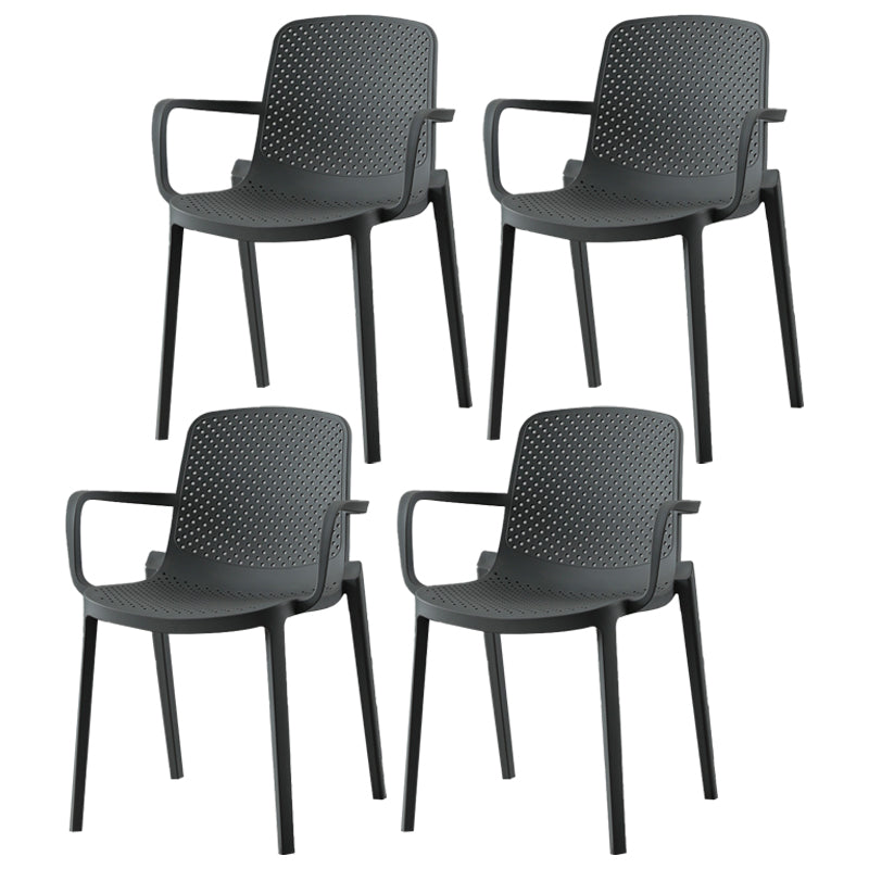 Contemporary Plastic Dining Room Chair Stacking Arm Chair for Restaurant (Set of 4)