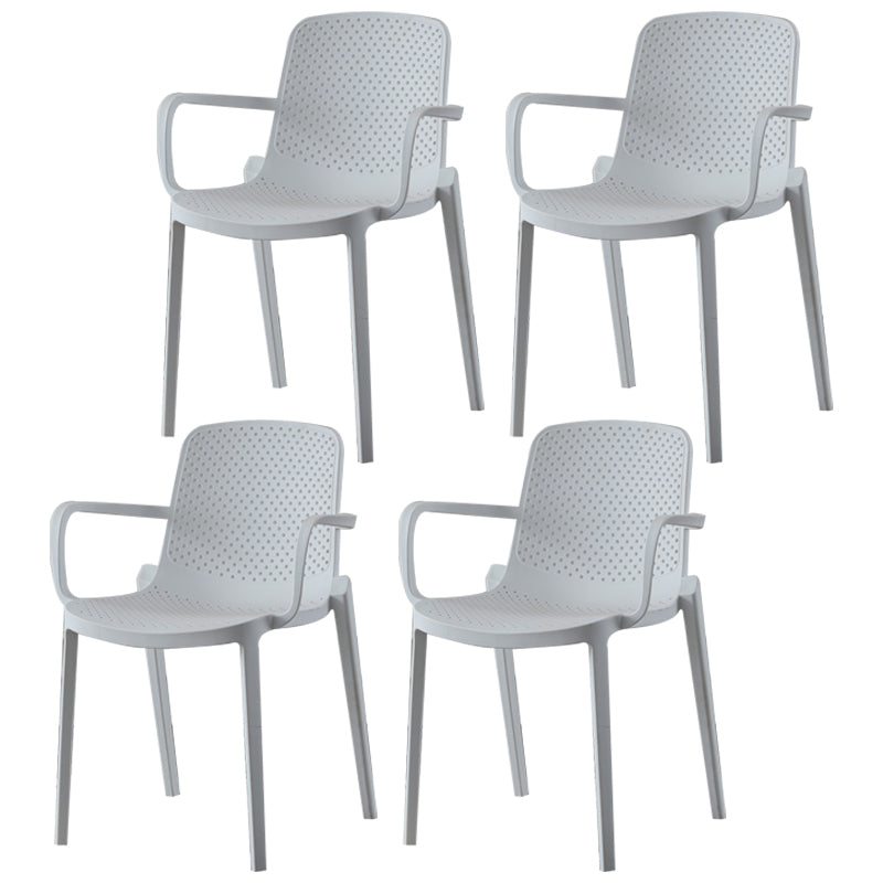 Contemporary Plastic Dining Room Chair Stacking Arm Chair for Restaurant (Set of 4)
