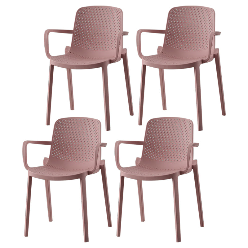 Contemporary Plastic Dining Room Chair Stacking Arm Chair for Restaurant (Set of 4)