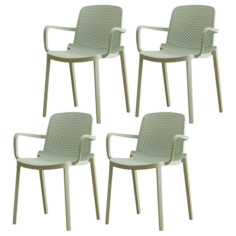 Contemporary Plastic Dining Room Chair Stacking Arm Chair for Restaurant (Set of 4)