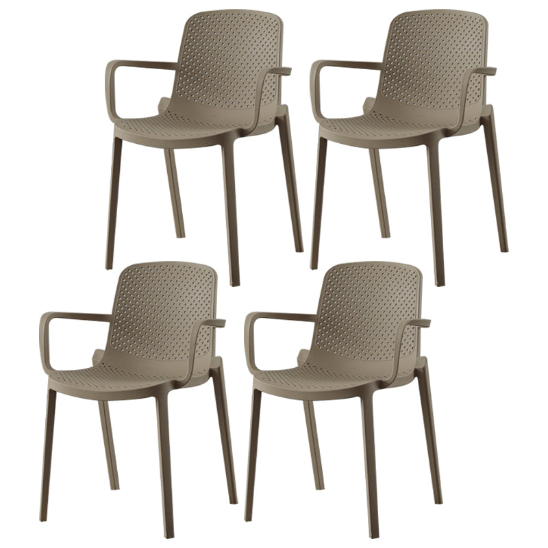 Contemporary Plastic Dining Room Chair Stacking Arm Chair for Restaurant (Set of 4)