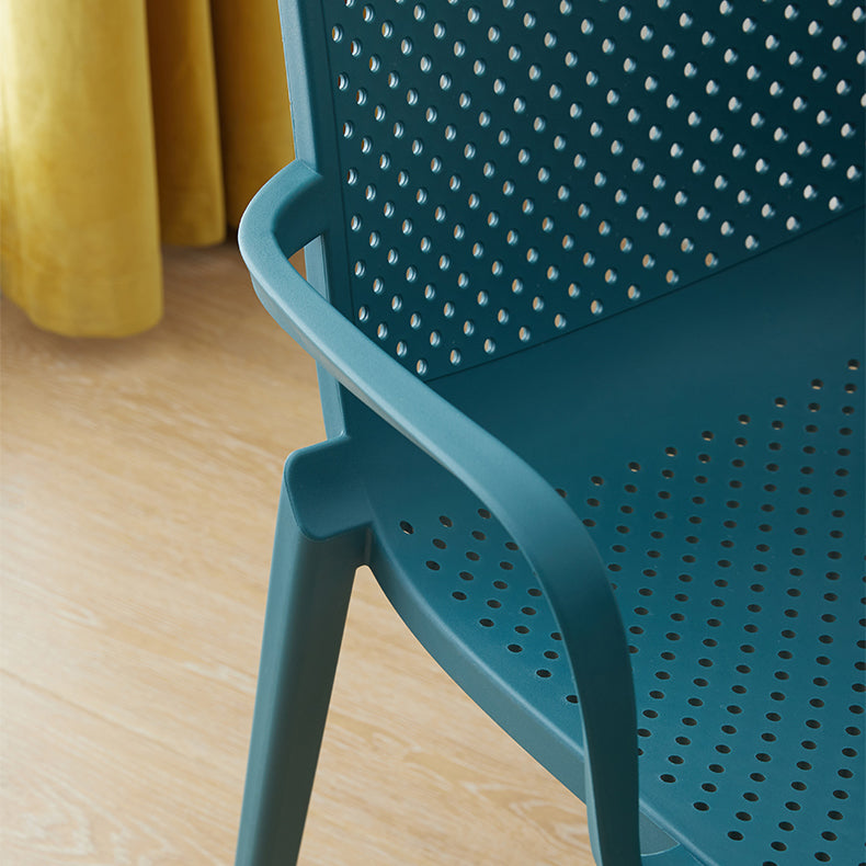 Contemporary Plastic Dining Room Chair Stacking Arm Chair for Restaurant (Set of 4)