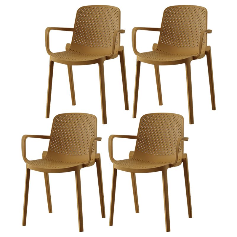 Contemporary Plastic Dining Room Chair Stacking Arm Chair for Restaurant (Set of 4)