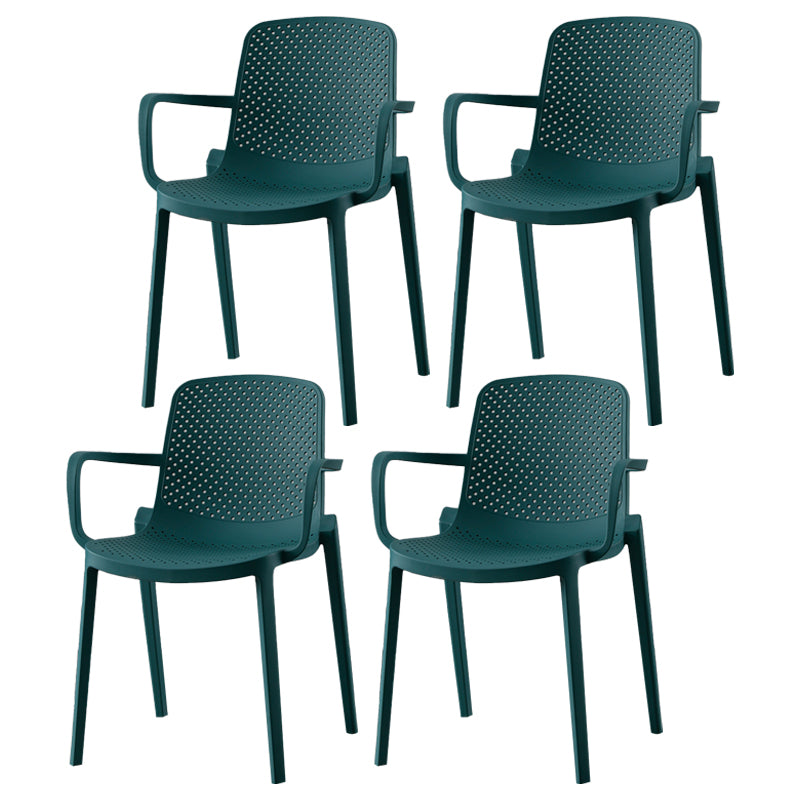 Contemporary Plastic Dining Room Chair Stacking Arm Chair for Restaurant (Set of 4)