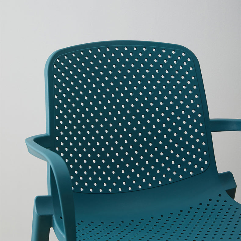 Contemporary Plastic Dining Room Chair Stacking Arm Chair for Restaurant (Set of 4)