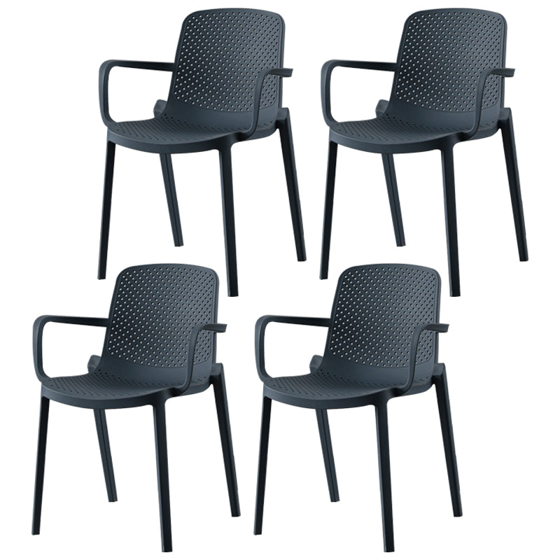Contemporary Plastic Dining Room Chair Stacking Arm Chair for Restaurant (Set of 4)