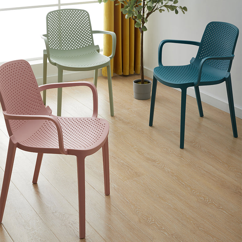 Contemporary Plastic Dining Room Chair Stacking Arm Chair for Restaurant (Set of 4)