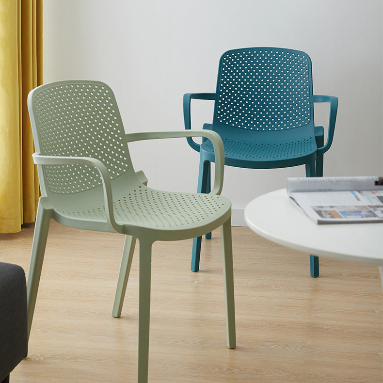 Contemporary Plastic Dining Room Chair Stacking Arm Chair for Restaurant (Set of 4)