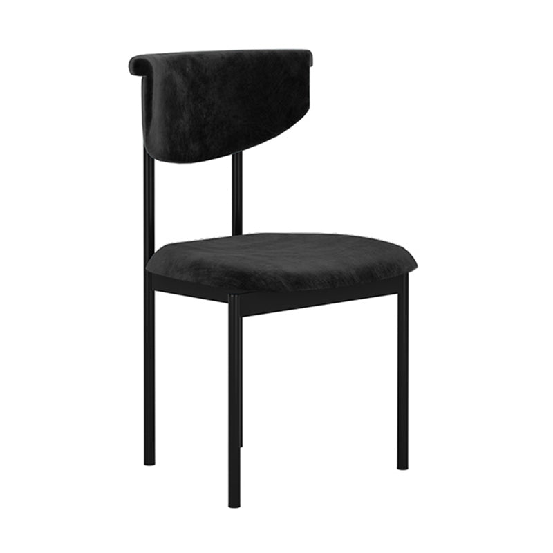 Silla de comedor casera moderna, sillas de comedor sin brazos con respaldo abierto y patas de metal