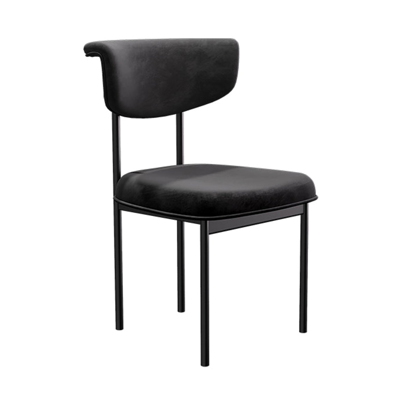 Chaise d'appoint de salle à manger moderne, chaises de salle à manger sans accoudoirs à dossier ouvert avec pieds en métal