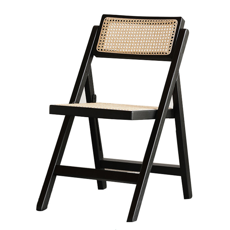 Silla de comedor casera de madera industrial, silla lateral de comedor sin brazos con respaldo abierto y respaldo de caña