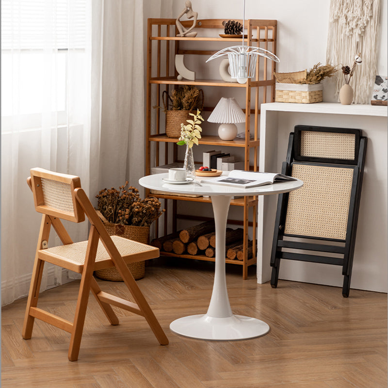 Silla de comedor casera de madera industrial, silla lateral de comedor sin brazos con respaldo abierto y respaldo de caña