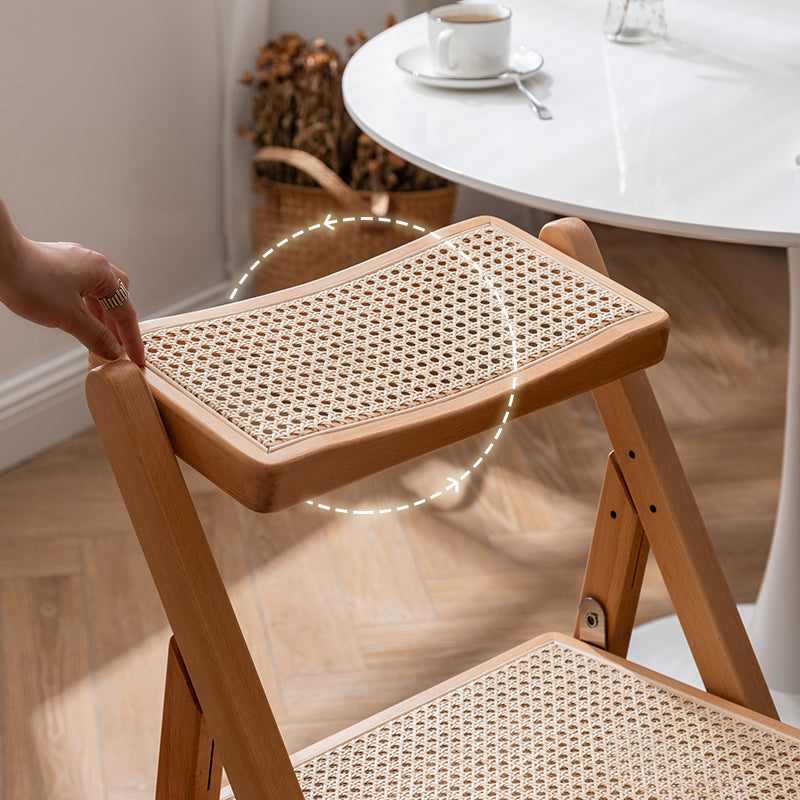 Silla de comedor casera de madera industrial, silla lateral de comedor sin brazos con respaldo abierto y respaldo de caña