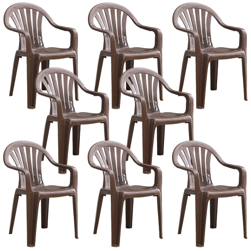 Modern Plastic Dining Arm Chairs Home Stackable Windsor Dining Armchair
