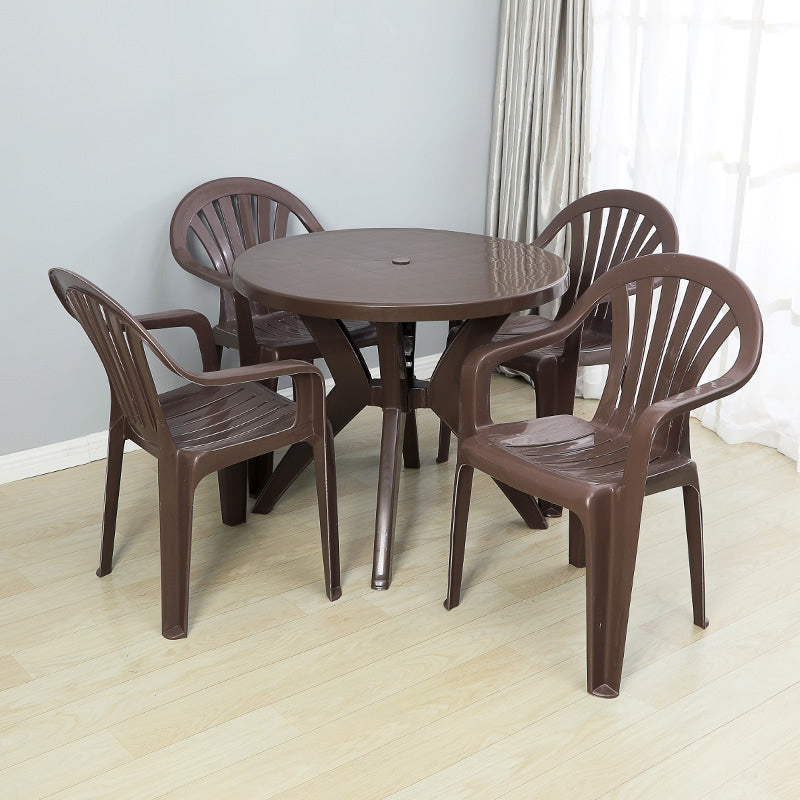 Modern Plastic Dining Arm Chairs Home Stackable Windsor Dining Armchair
