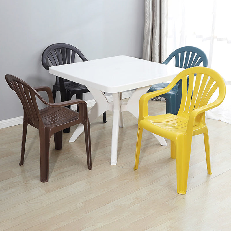 Modern Plastic Dining Arm Chairs Home Stackable Windsor Dining Armchair