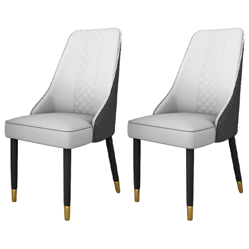 Solid Back Dining Arm Chairs Leather Upholstered Dining Armchairs (Set of 2)