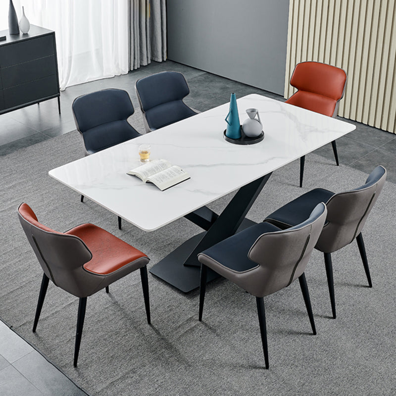 Industrielle Metall-Esszimmerstühle, Parsons-Stuhl mit Ohrensessel für den Heimgebrauch (2er-Set)