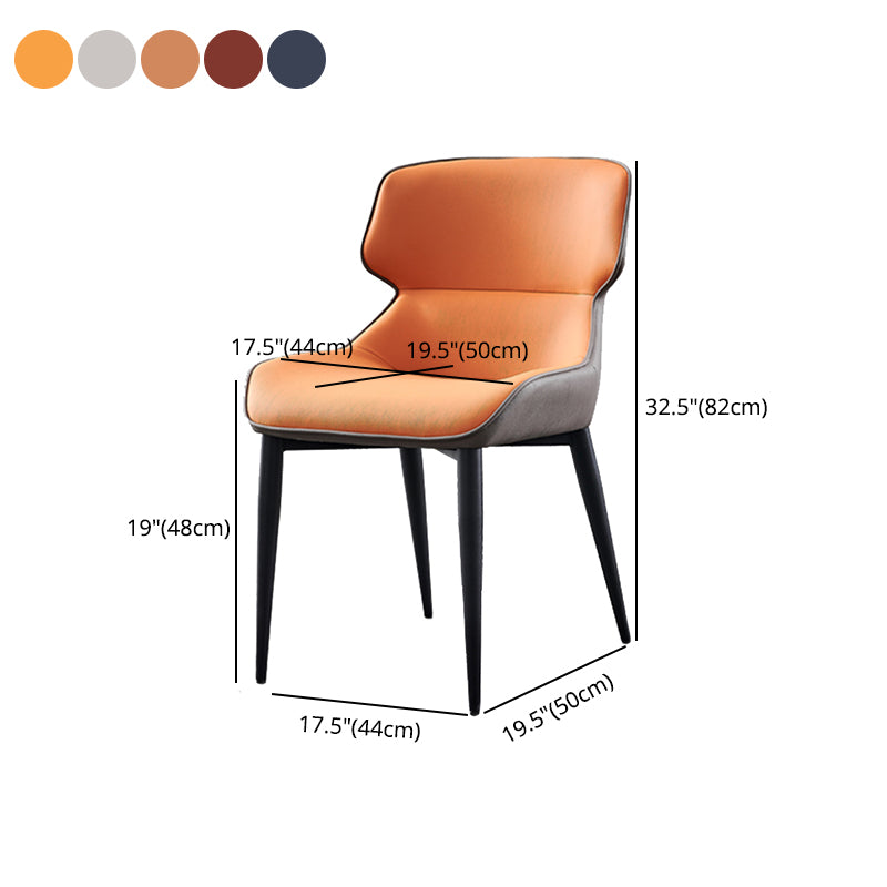Industrielle Metall-Esszimmerstühle, Parsons-Stuhl mit Ohrensessel für den Heimgebrauch (2er-Set)