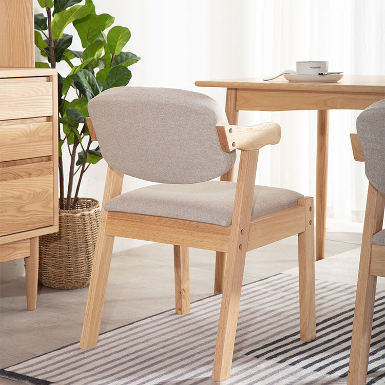Silla de comedor de madera contemporánea, silla lateral de comedor con respaldo abierto
