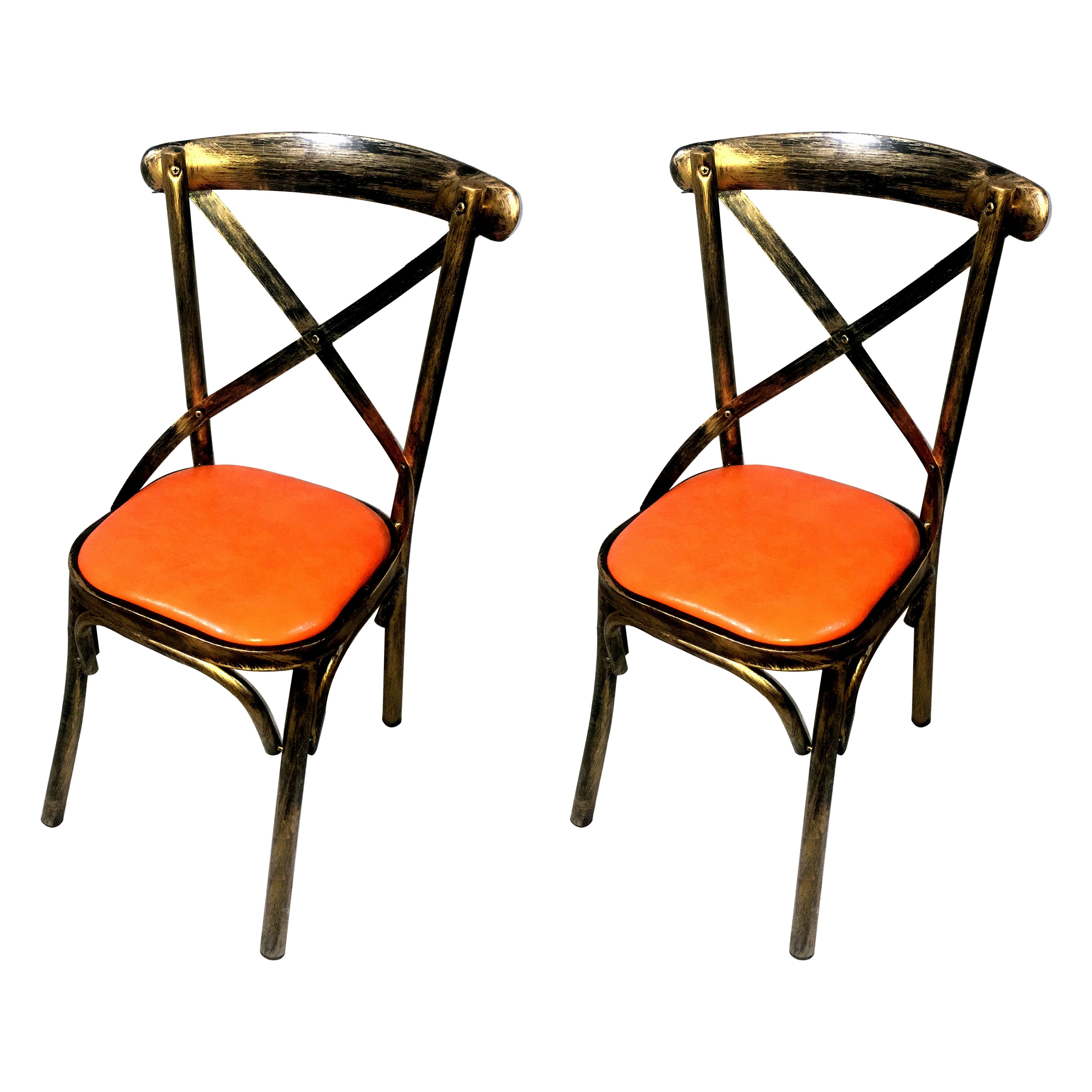 Industrial Style Metal Chairs Dining Room Kitchen Cross Back Side Chair