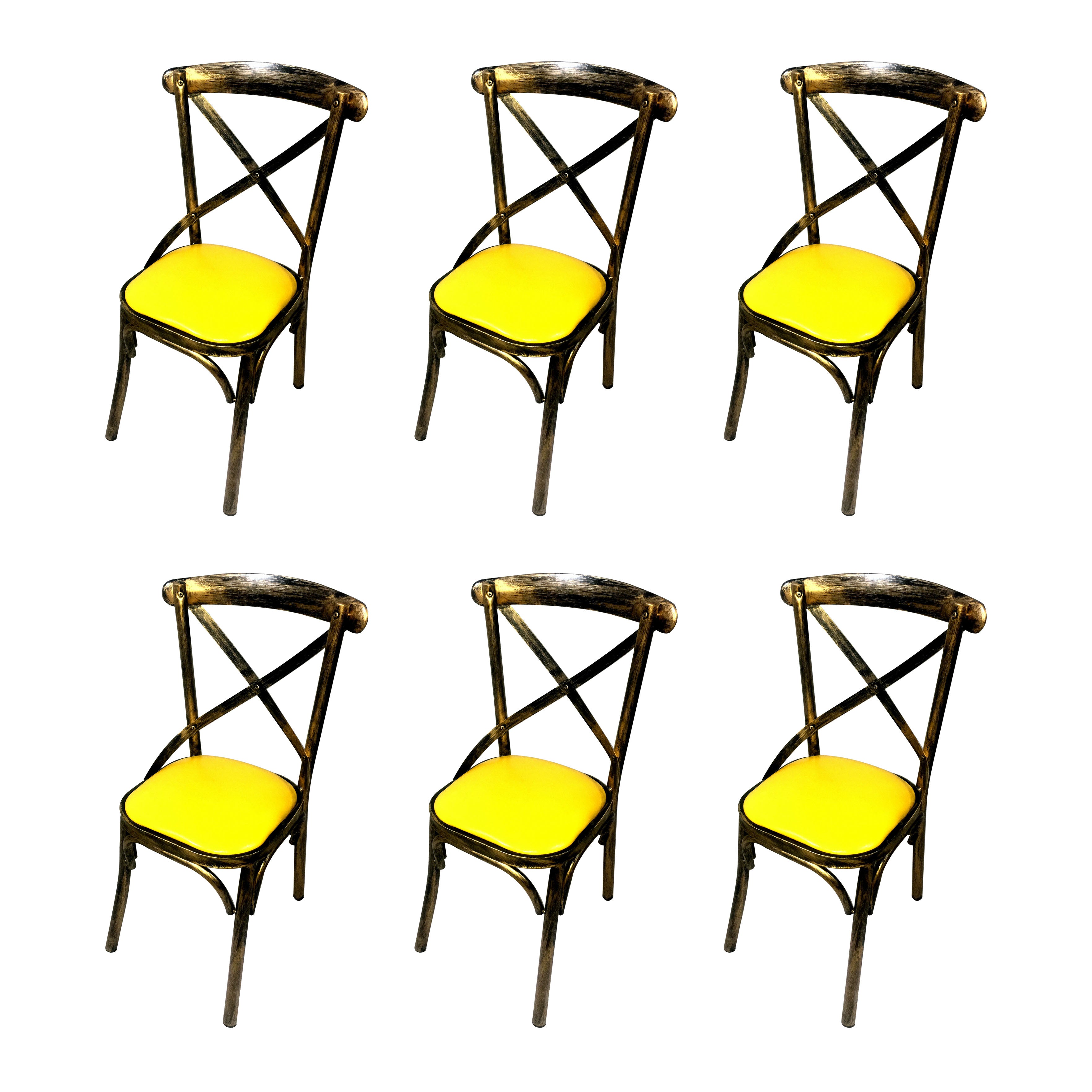 Industrial Style Metal Chairs Dining Room Kitchen Cross Back Side Chair