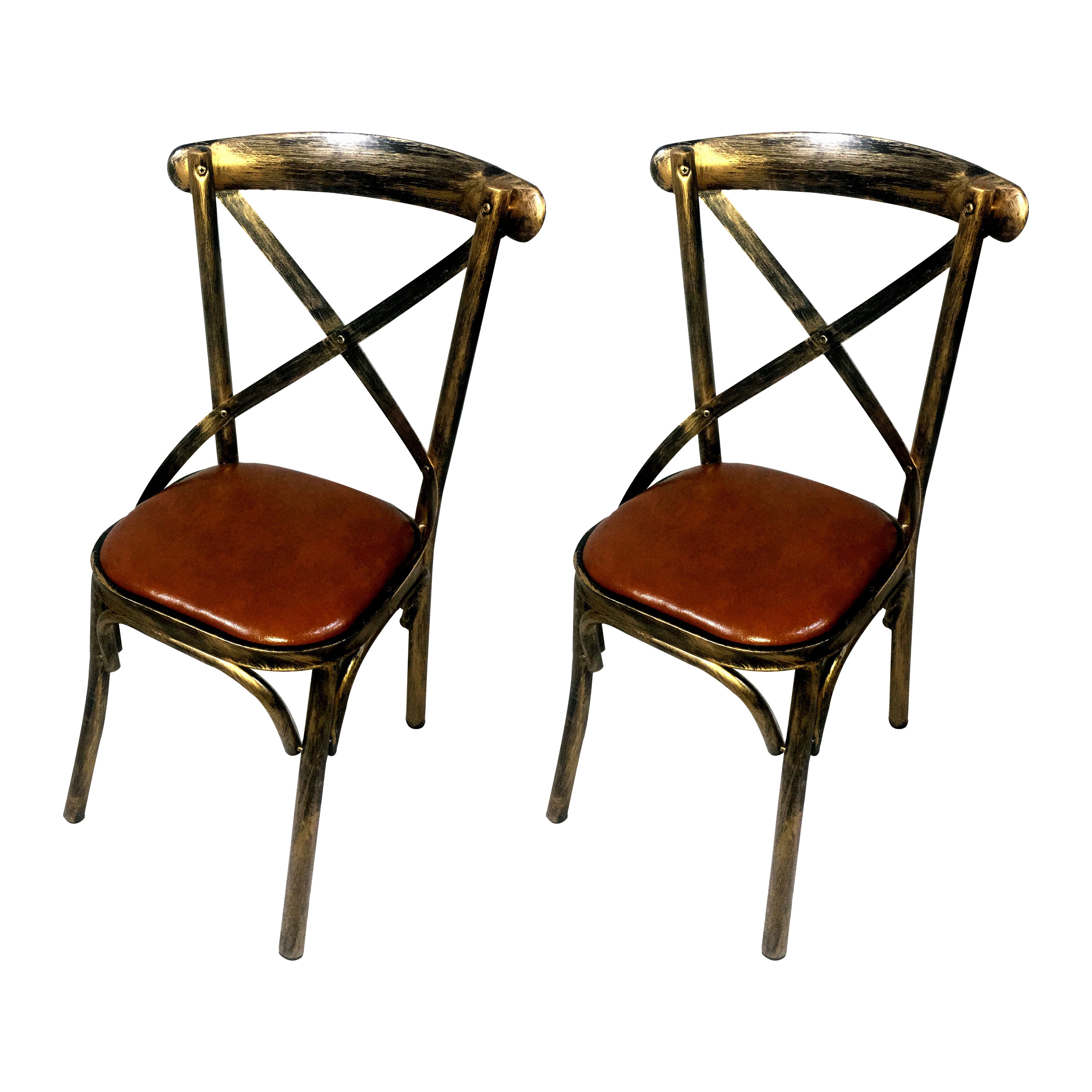 Industrial Style Metal Chairs Dining Room Kitchen Cross Back Side Chair