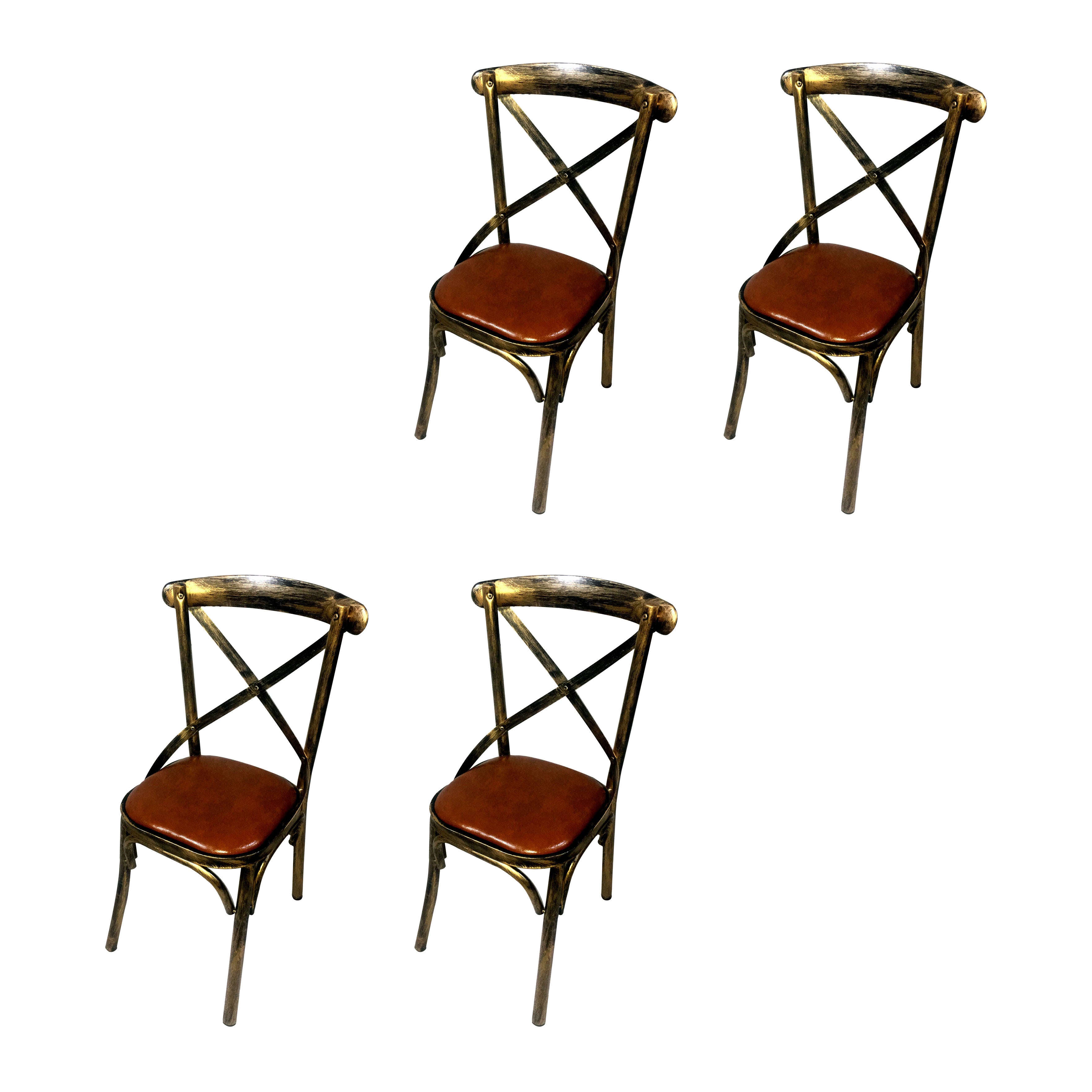 Industrial Style Metal Chairs Dining Room Kitchen Cross Back Side Chair