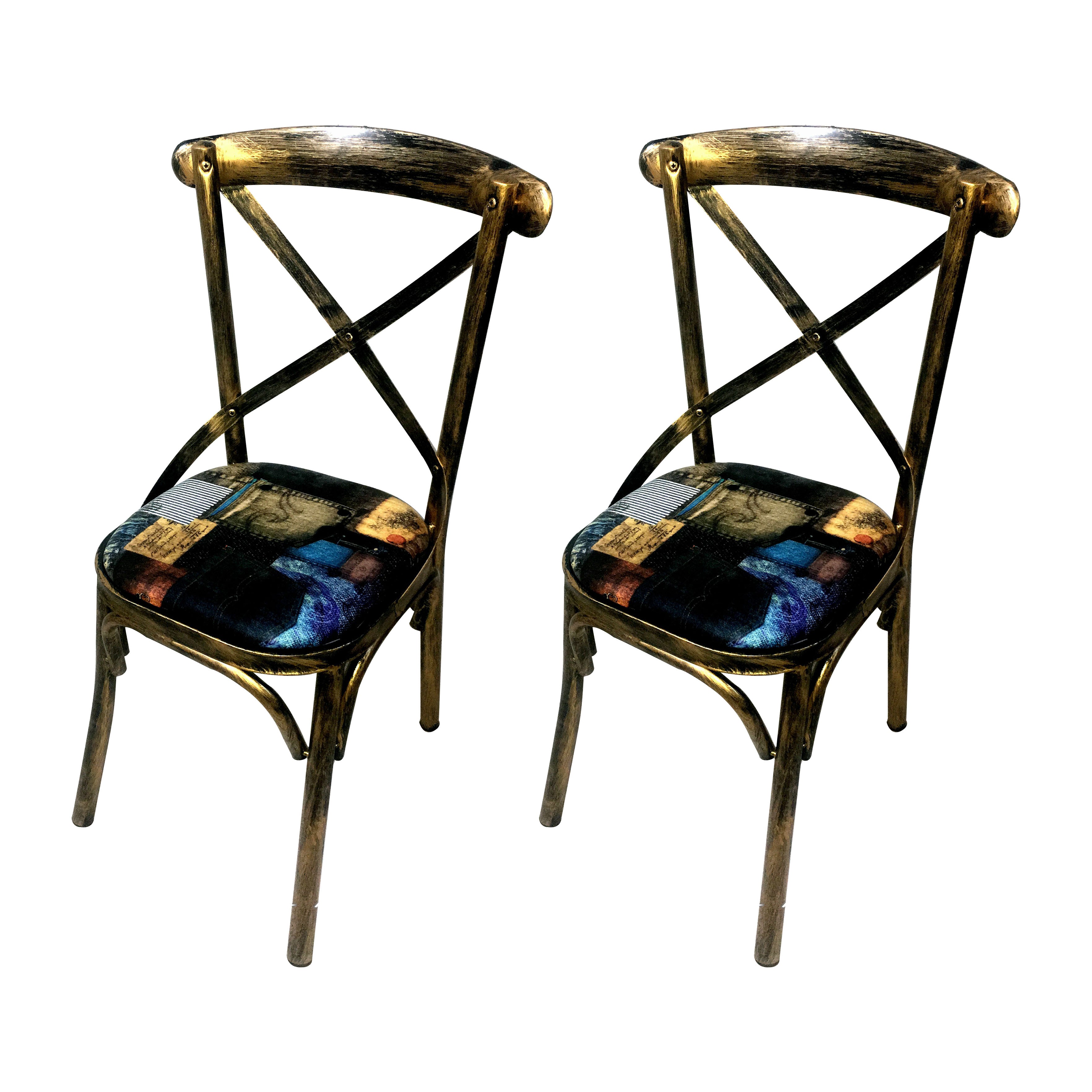 Industrial Style Metal Chairs Dining Room Kitchen Cross Back Side Chair