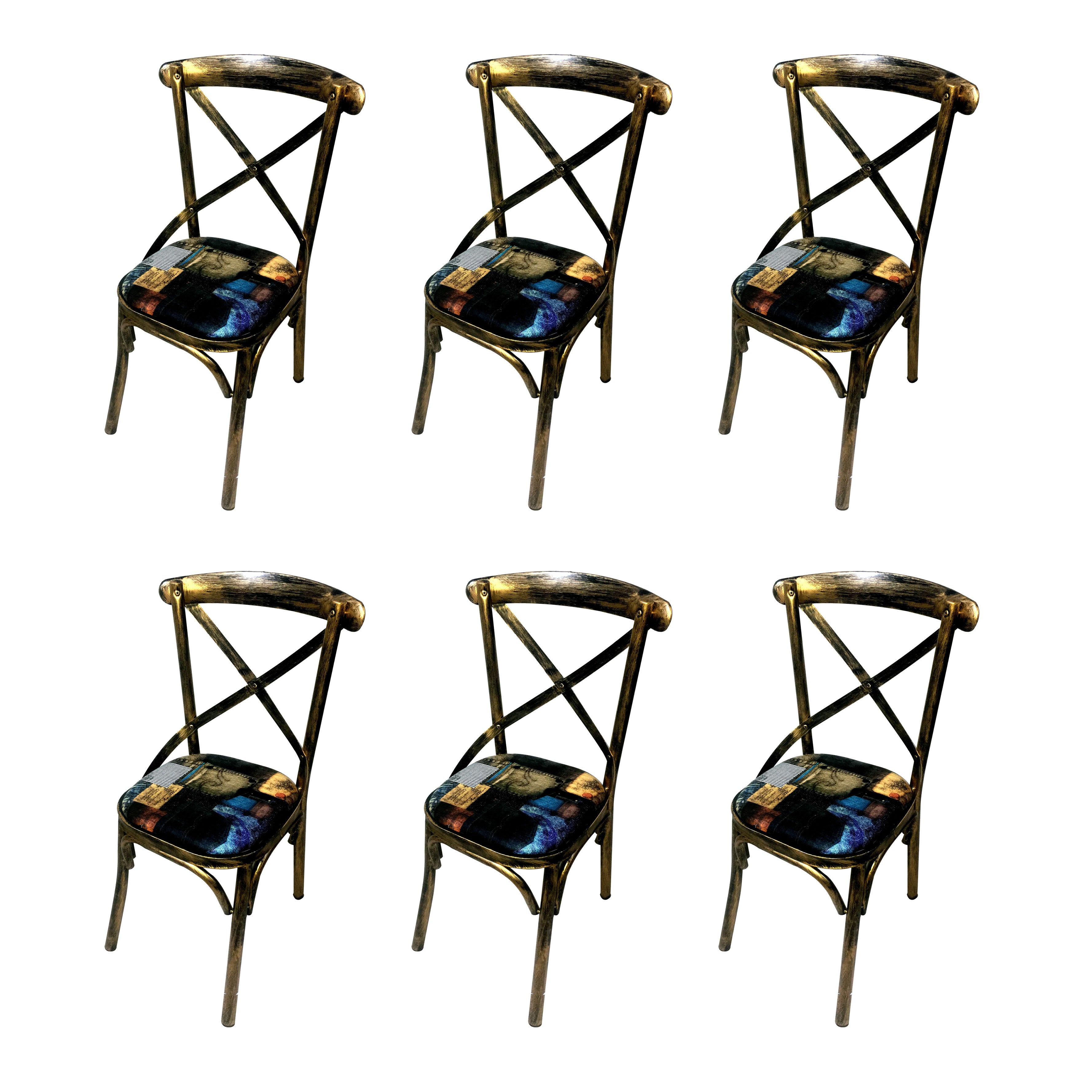 Industrial Style Metal Chairs Dining Room Kitchen Cross Back Side Chair