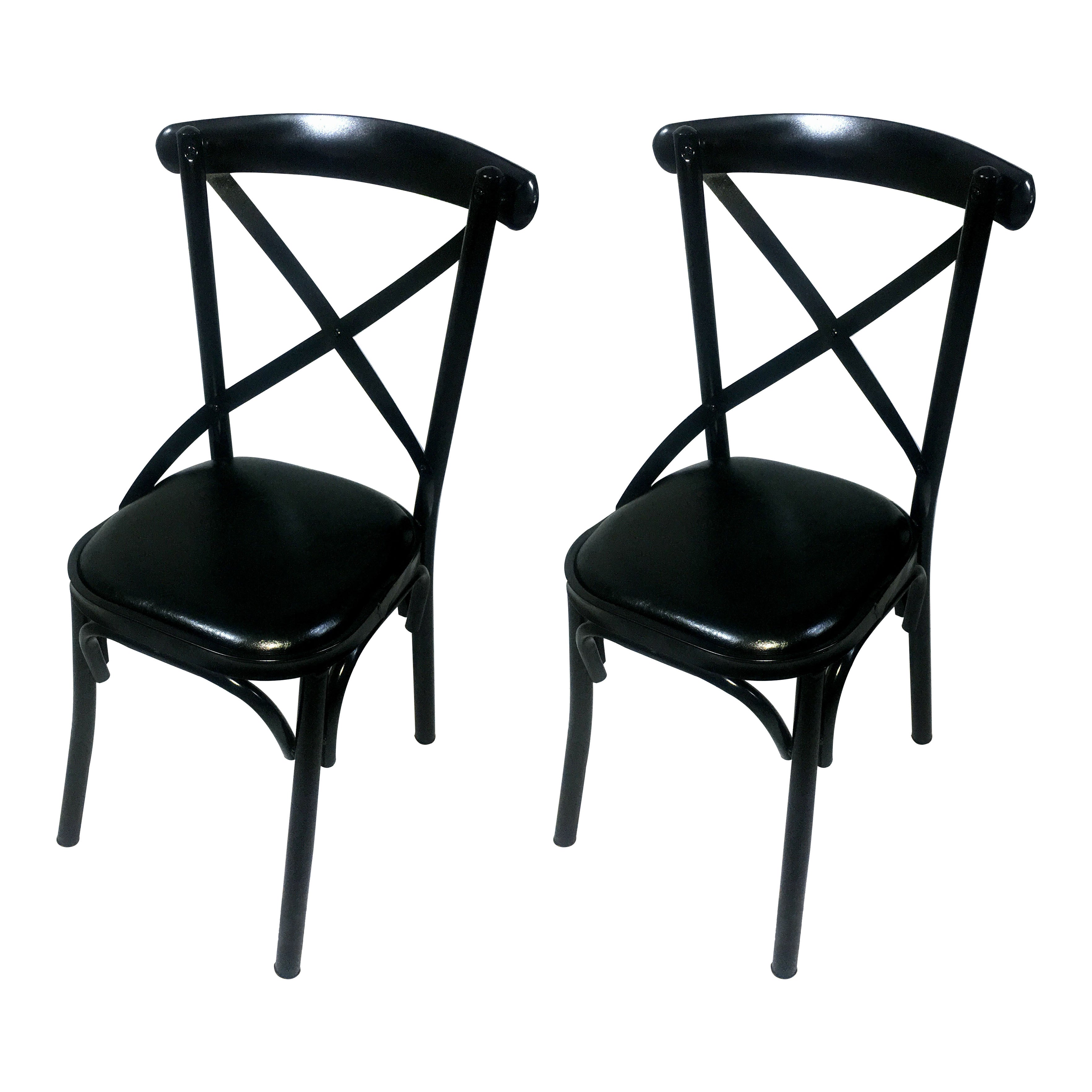Industrial Style Metal Chairs Dining Room Kitchen Cross Back Side Chair