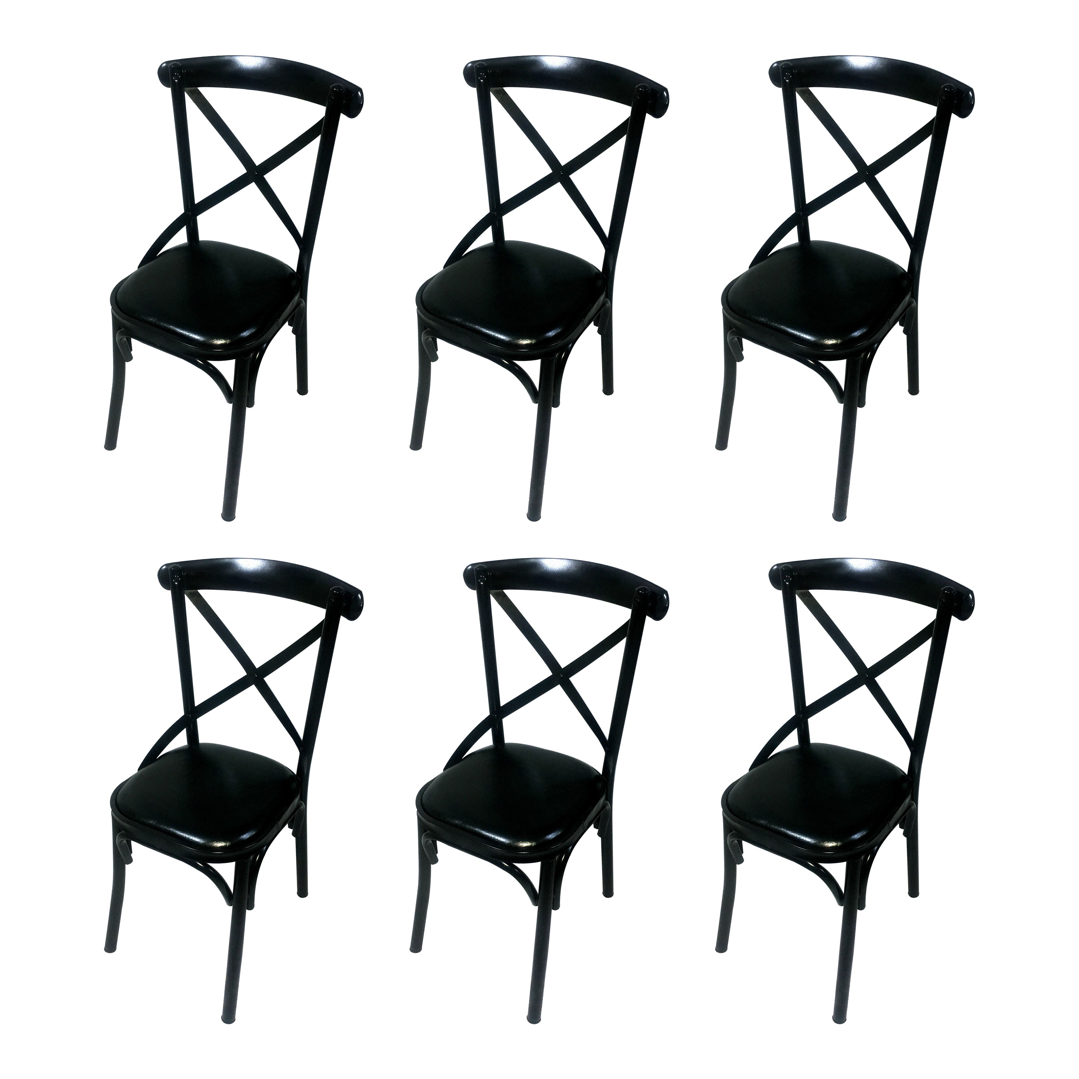 Industrial Style Metal Chairs Dining Room Kitchen Cross Back Side Chair