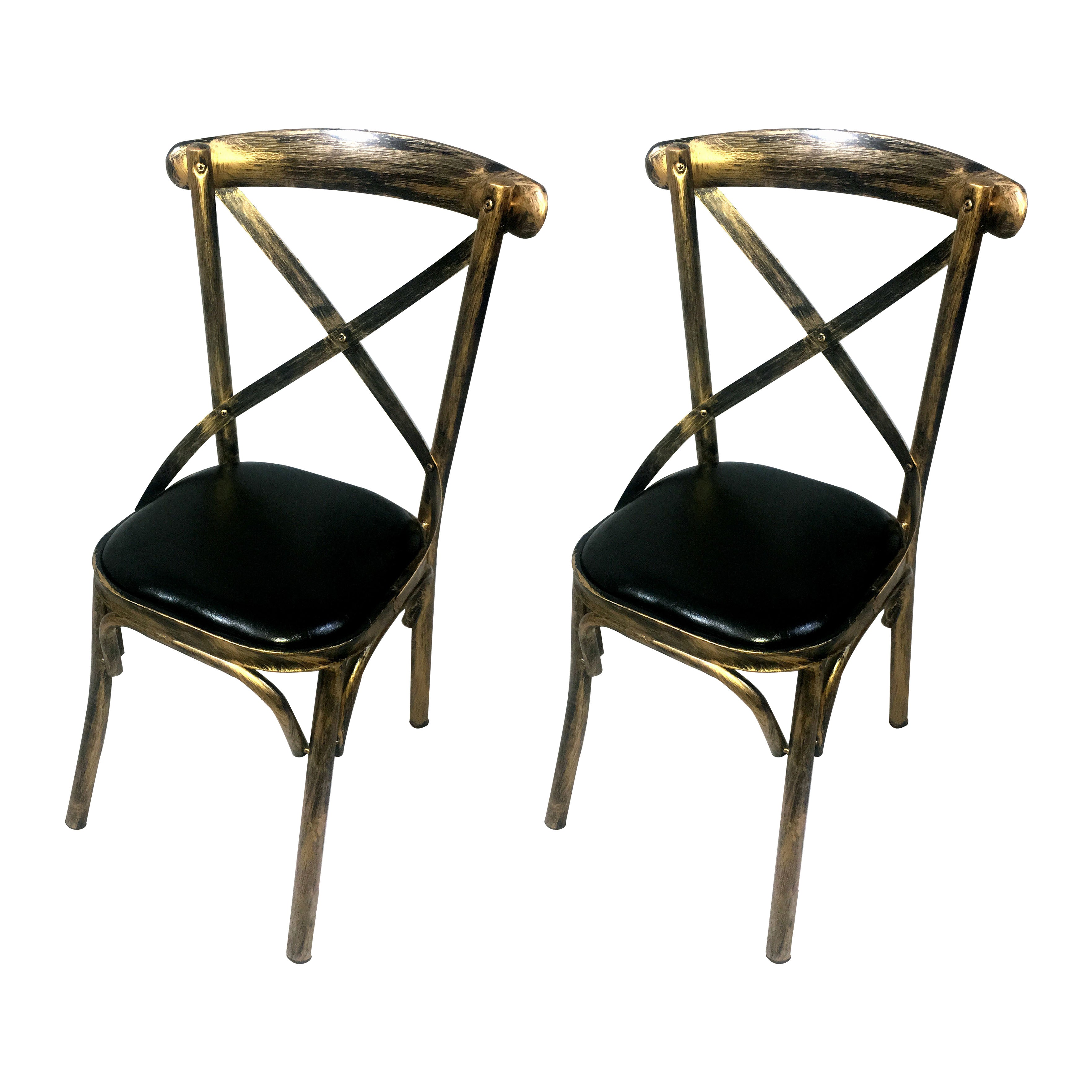 Industrial Style Metal Chairs Dining Room Kitchen Cross Back Side Chair