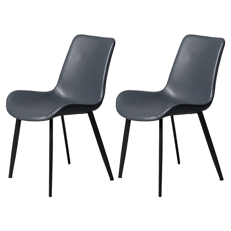 Minimalist Style Solid Back Dining Side Chairs Leather Dining Chairs for Home
