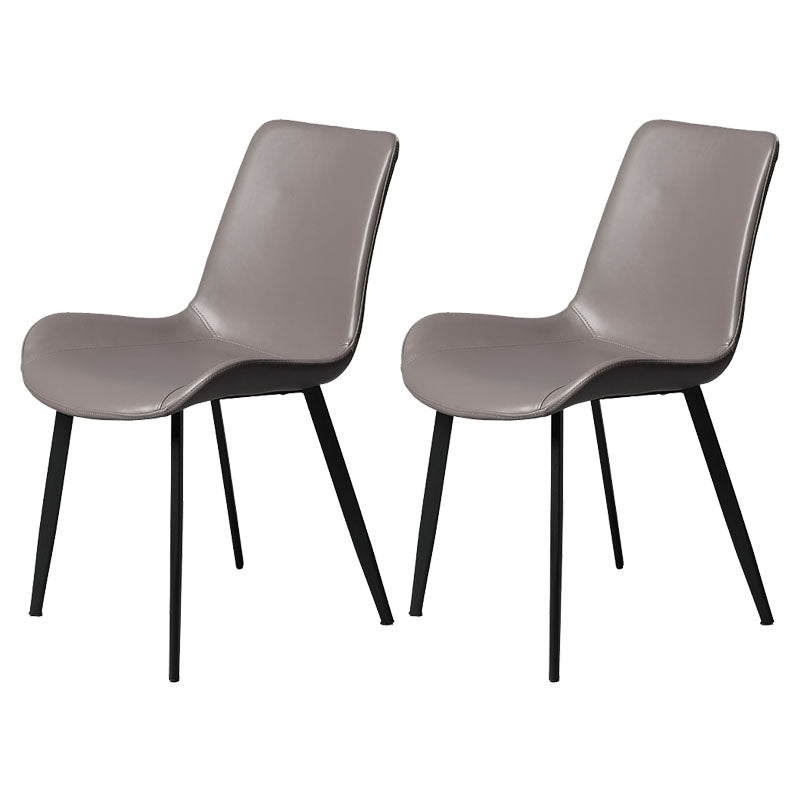 Minimalist Style Solid Back Dining Side Chairs Leather Dining Chairs for Home