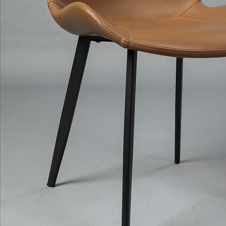 Minimalist Style Solid Back Dining Side Chairs Leather Dining Chairs for Home