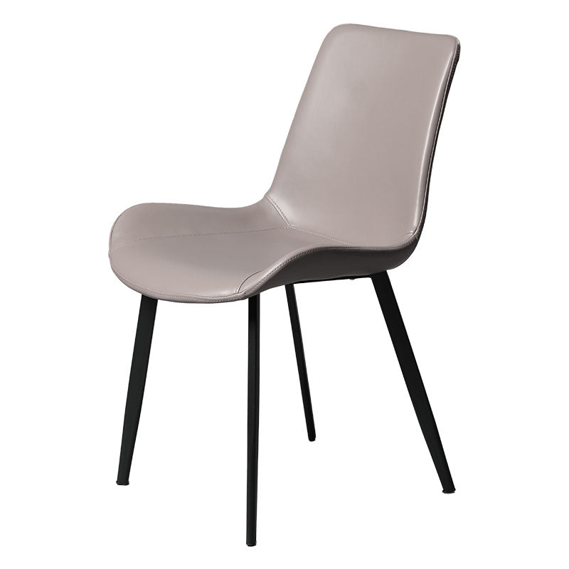 Minimalist Style Solid Back Dining Side Chairs Leather Dining Chairs for Home