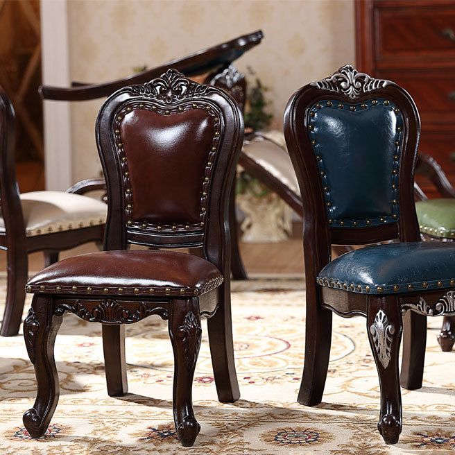 Victoria Style Rubberwood Chairs Open Back Side Kitchen Chairs Set